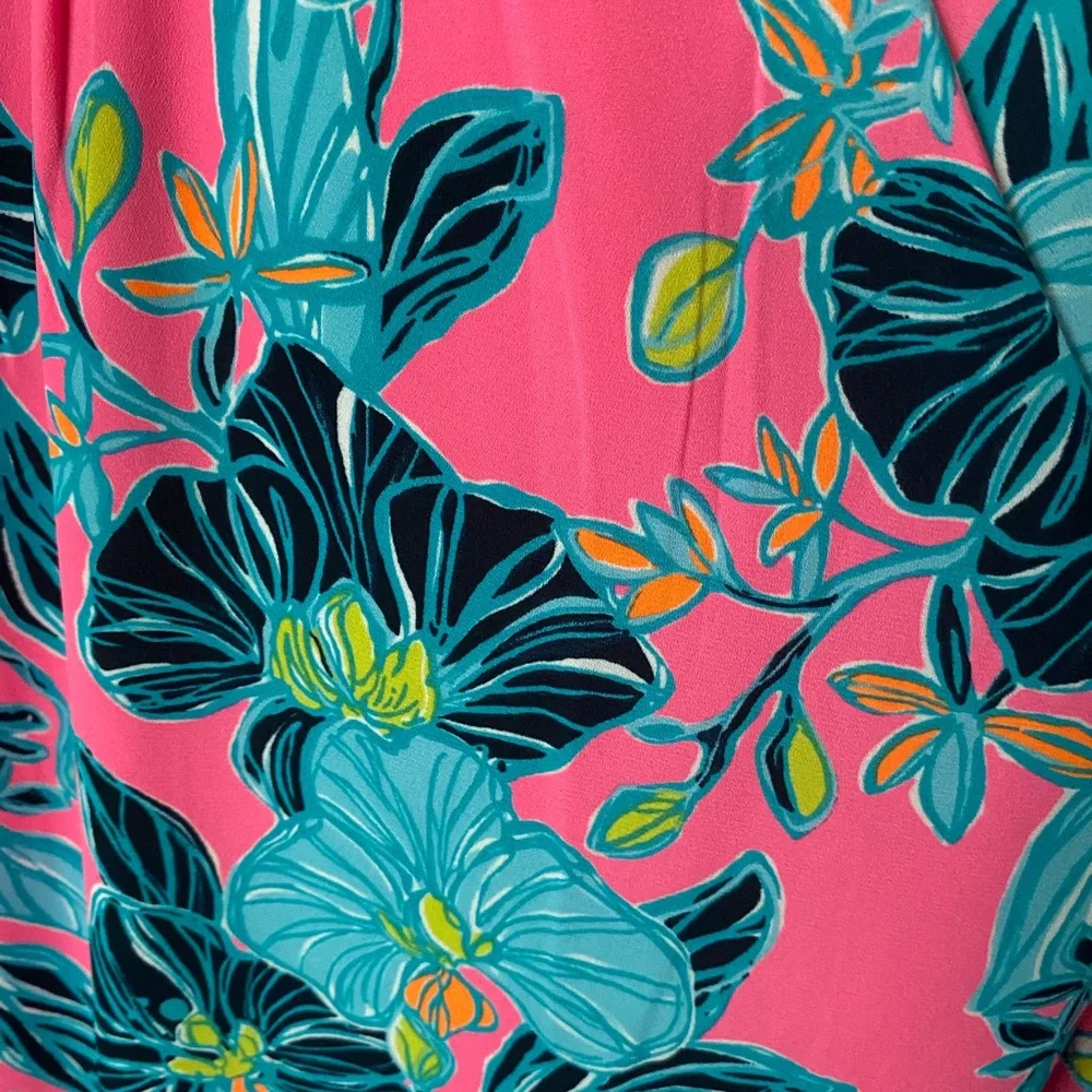 NWOT Lilly Pulitzer Medium Dress Floral Long Sleeve V-Neck - Picture 13 of 13